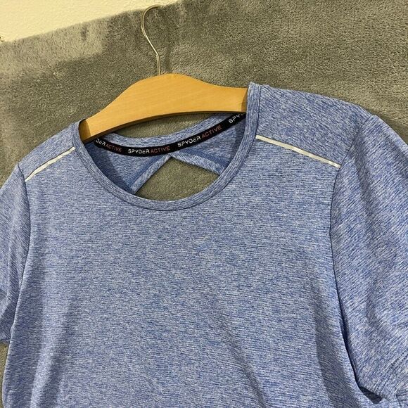 Spyder Active Shirt Womens Medium Heather Blue Lightweight Active Back Cutout - Picture 7 of 9